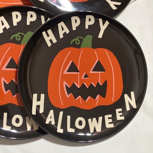 Hyde & Eek Happy Halloween Dinner Plates 6 Pieces Black Orange - Picture 2 of 6